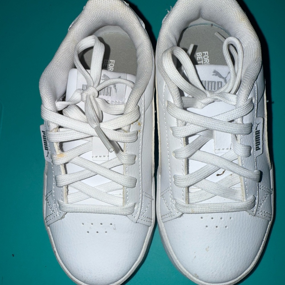 Puma White Leather Sneakers with Perforated Toe